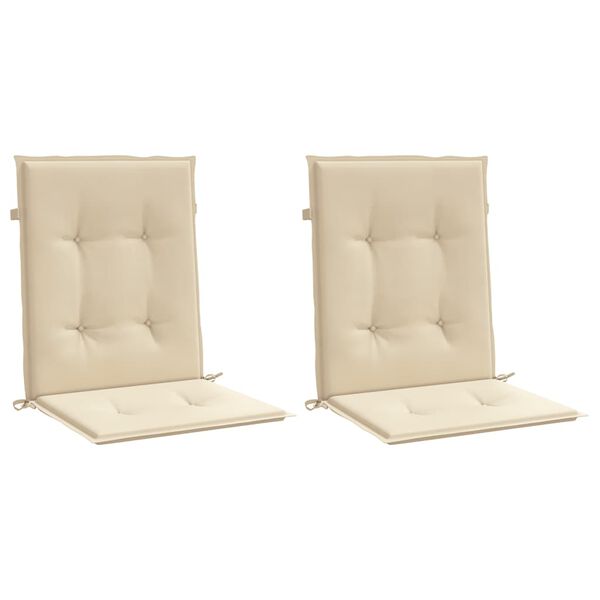 vidaXL Coussins de chaise de jardin à dossier bas lot de 2 beige