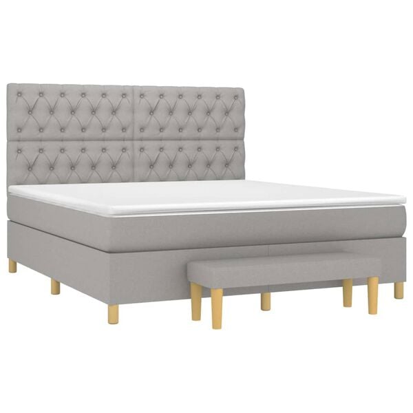 vidaXL Sommier &agrave; lattes de lit avec matelas Gris clair 160x200cm Tissu