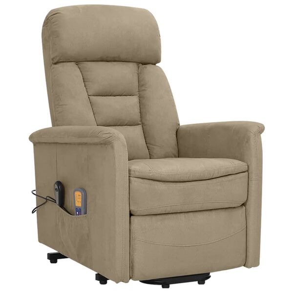 vidaXL Fauteuil de massage Gris clair Tissu microfibre