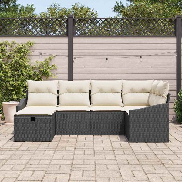 vidaXL Ensemble de canap&eacute; de jardin 6 pcs Noir 55 x 62 x 69 cm