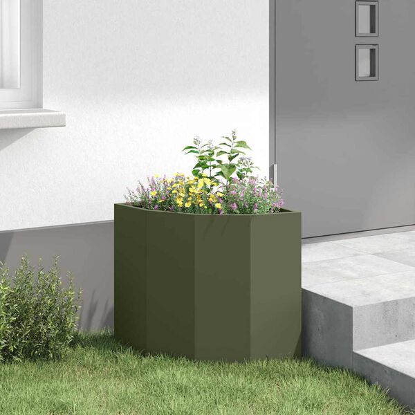 vidaXL Jardini&egrave;re d'Angle Vert olive 45 x 45 x 50 cm Acier