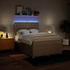 vidaXL Sommier &agrave; lattes de lit avec matelas Cr&egrave;me 160x200 cm Tissu