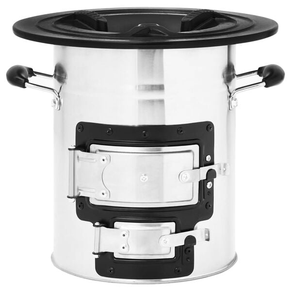 vidaXL Po&ecirc;le &agrave; bois de camping Argent&eacute; 51,5x35x30,5cm Acier inoxydable