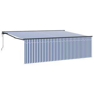 vidaXL Auvent R&eacute;tractable Bleu et Blanc 400 &times; 300 cm