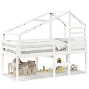 vidaXL Lit haut sans matelas blanc 90x190 cm bois de pin massif