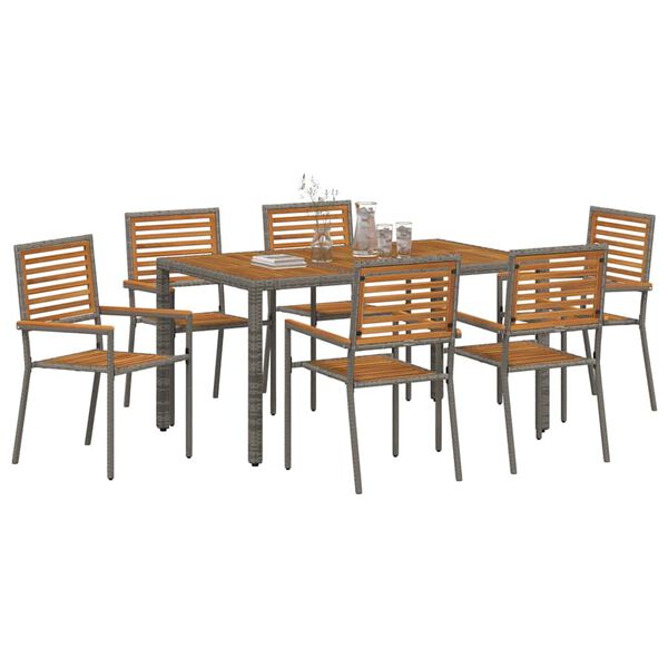 vidaXL Ensemble de salle &agrave; manger pour jardin 7 pcs Gris et marron