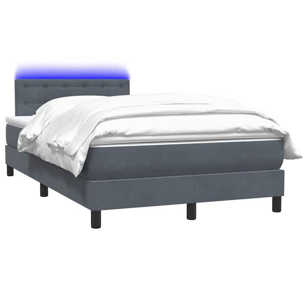 vidaXL Sommier &agrave; lattes de lit et matelas et LED gris fonc&eacute; 120x220cm velours