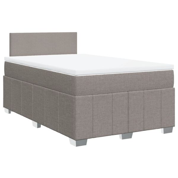 vidaXL Sommier &agrave; lattes de lit avec matelas Taupe 120x200 cm Tissu