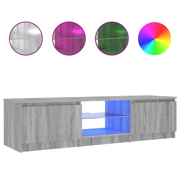 vidaXL Meuble TV avec lumi&egrave;res LED Sonoma gris 140x40x36 cm