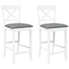 vidaXL Tabourets de bar avec coussins (lot de 2) en bois massif blanc et caoutchouc