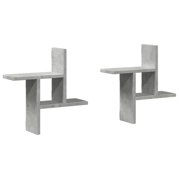 vidaXL Étagères murales 2 pcs gris béton 38x12x38 cm bois d'ingénierie