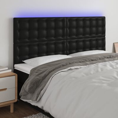 vidaXL Tête de lit à LED Noir 160x5x118/128 cm Similicuir