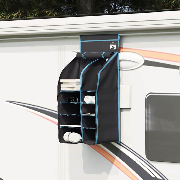 vidaXL Organisateur de tente suspendu 10 poches Noir 40,5 x 25 x 80 cm