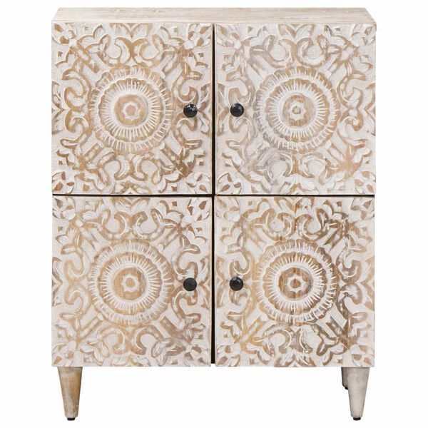 vidaXL Buffet avec porte Blanc 60 x 33,5 x 75 cm Bois de mangue massif