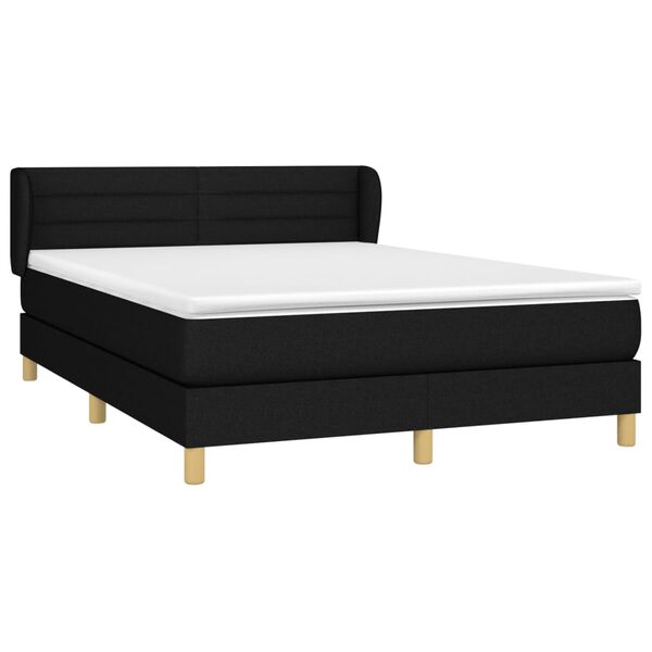 vidaXL Sommier &agrave; lattes de lit avec matelas Noir 140x190 cm Tissu