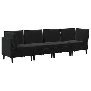 vidaXL Ensemble de meubles pour le salon 4 pcs Noir Velours