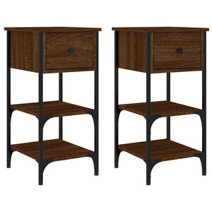 vidaXL Tables de chevet 2 pcs ch&ecirc;ne marron 34x36x70 cm bois ing&eacute;nierie