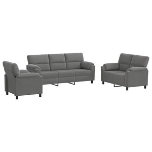 vidaXL Ensemble de Canap&eacute;s 3 pcs Gris fonc&eacute; Velours