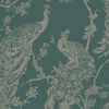 DUTCH WALLCOVERINGS Papier peint Paon Vert et argent&eacute;