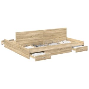 vidaXL Cadre de lit avec rangement Ch&ecirc;ne Sonoma 180 x 200 cm