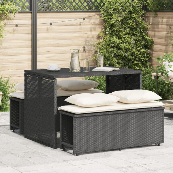 vidaXL Ensemble à manger de jardin avec coussins 3 pcs Noir