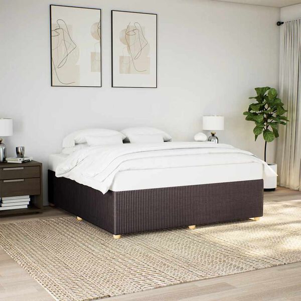 vidaXL Cadre de lit sans matelas marron fonc&eacute; 200x200 cm tissu