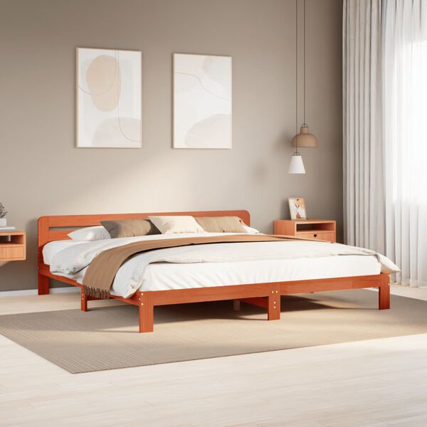 vidaXL Cadre de lit sans matelas cire marron 180x200cm bois pin massif