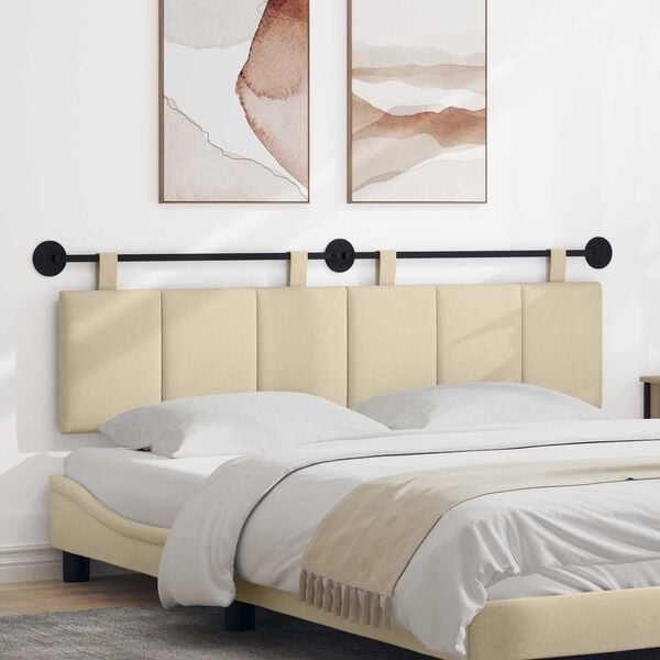 vidaXL T&ecirc;te de lit suspendue Montage mural Cr&egrave;me 190 x 55 x 5 cm tissu