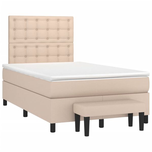 vidaXL Sommier &agrave; lattes de lit matelas cappuccino 120x190cm similicuir