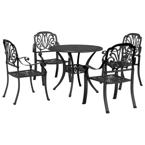 vidaXL Ensemble &agrave; manger de jardin 5 pcs noir aluminium coul&eacute;