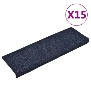 vidaXL Tapis d'escalier autocollants 15 pi&egrave;ces 65x21x4 cm Bleu