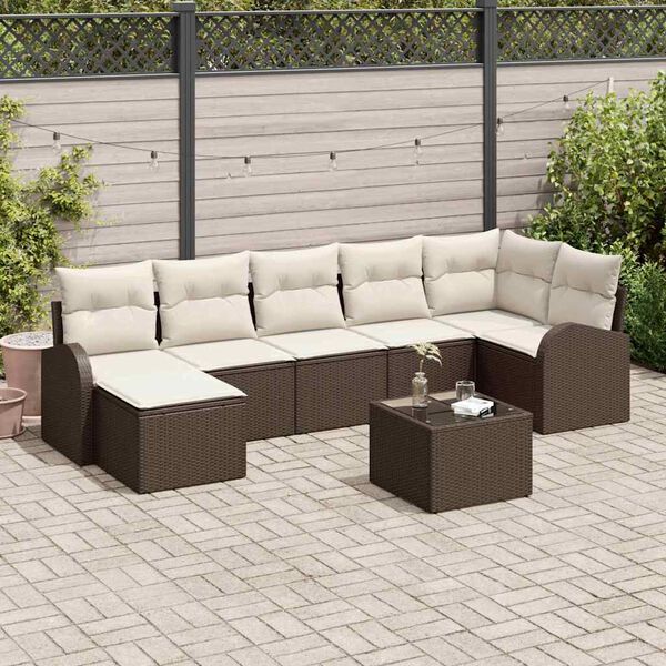 vidaXL Ensemble de canapé de jardin 8 pcs Marron Poly rotin