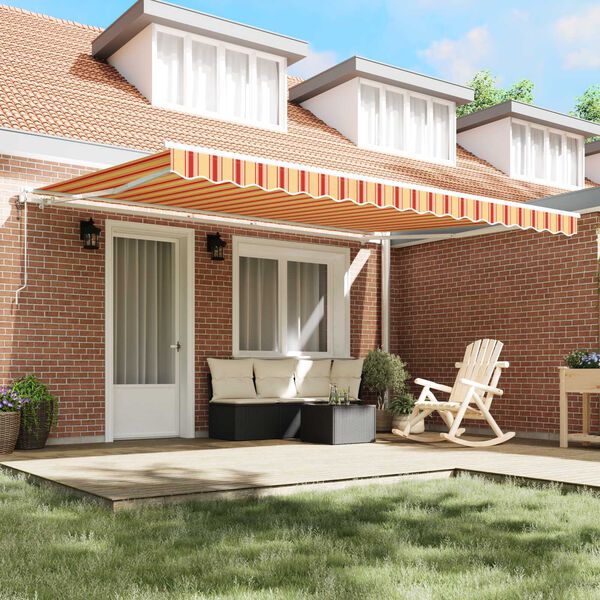 vidaXL Auvent R&eacute;tractable Jaune et Orange 450 &times; 350 cm tissu