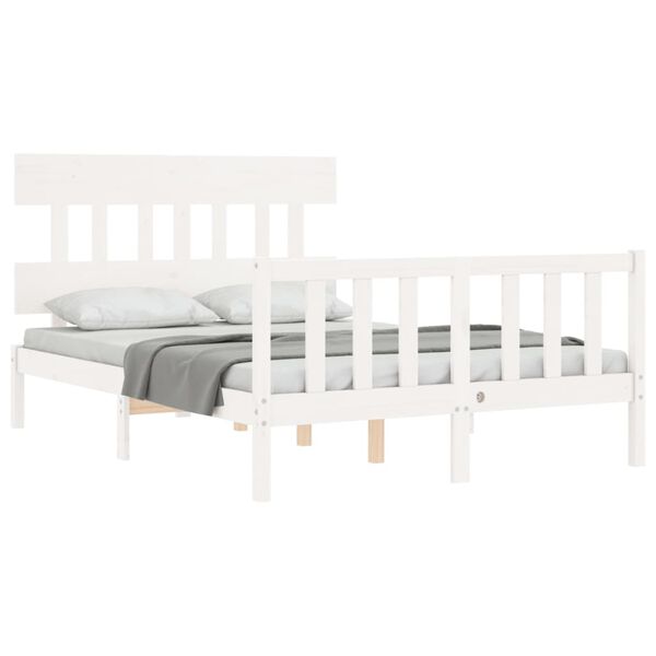 vidaXL Cadre de lit sans matelas blanc bois de pin massif