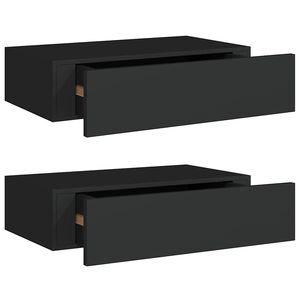 vidaXL &Eacute;tag&egrave;res &agrave; tiroirs murales 2 pcs noir 40x23,5x10 cm MDF