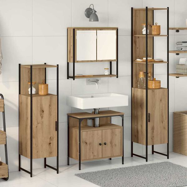 vidaXL Ensemble de mobilier de salle de bain 4 pcs ch&ecirc;ne artisanal