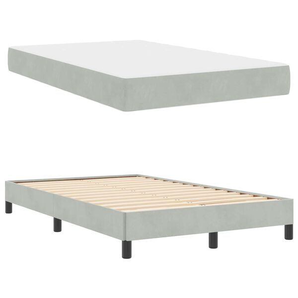 vidaXL Lit &agrave; ressorts avec matelas Gris clair 120 x 200 cm tissu