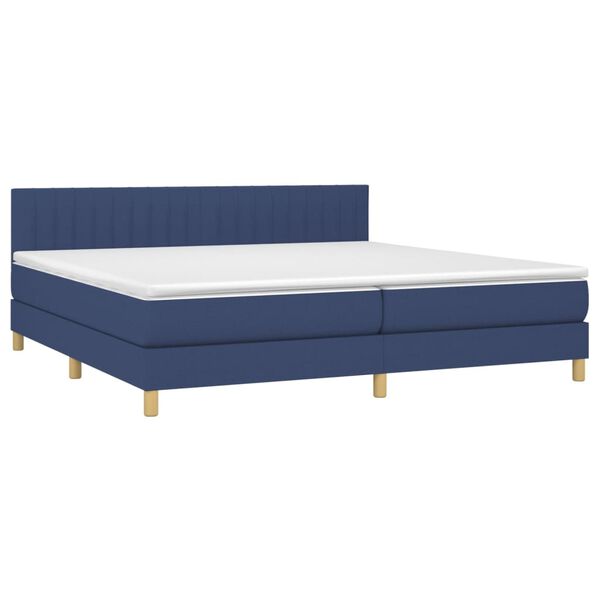 vidaXL Sommier &agrave; lattes de lit avec matelas Bleu 200x200 cm Tissu