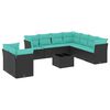 vidaXL Ensemble de canap&eacute; de jardin 10 pcs avec coussins noir r&eacute;sine tress&eacute;e