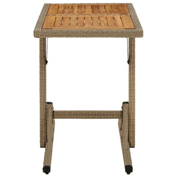 vidaXL Table de jardin Beige Bois massif d'acacia et poly rotin