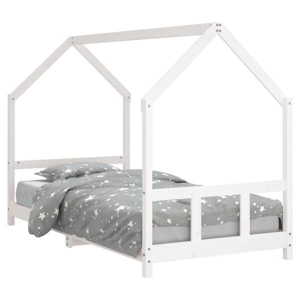 vidaXL Cadre de lit pour enfants blanc 90x190 cm bois de pin massif