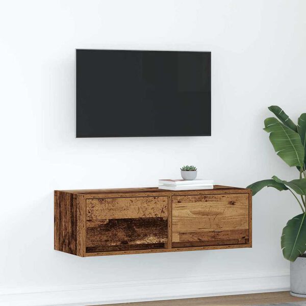 vidaXL Meuble TV vieux bois 80x31x25,5 cm bois d'ing&eacute;nierie