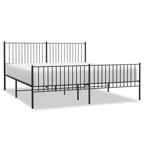 vidaXL Cadre de lit m&eacute;tal sans matelas avec pied de lit noir 200x200cm