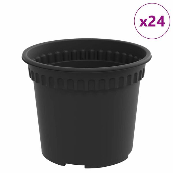 vidaXL Pot &agrave; fleurs rond 24 pcs Noir &Oslash; 12,5 x 10 cm Plastique