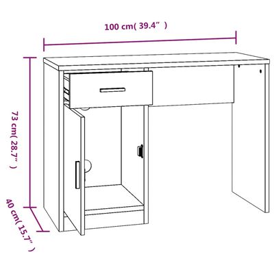 vidaXL Bureau avec tiroir et armoire Gris béton 100x40x73 cm
