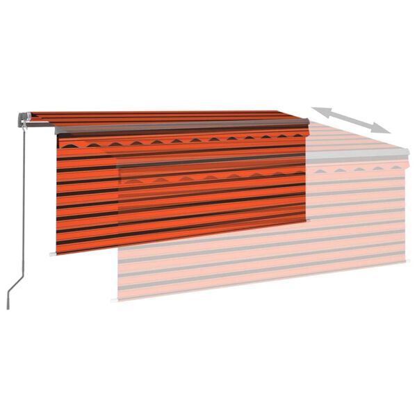 vidaXL Auvent r&eacute;tractable manuel avec store 3x2,5 m Orange et marron