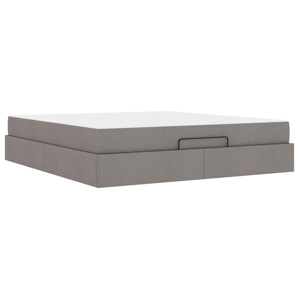 vidaXL Cadre de lit avec matelas avec matelas 2 pcs Taupe tissu