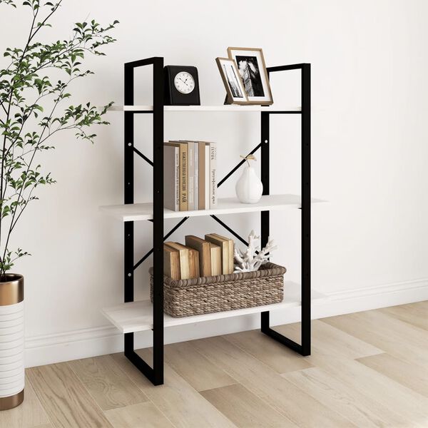 vidaXL Bibliothèque à 3 niveaux Blanc 80x30x105 cm Bois de pin massif