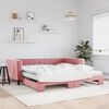 vidaXL Lit de jour avec lit gigogne et matelas rose 100x200 cm velours