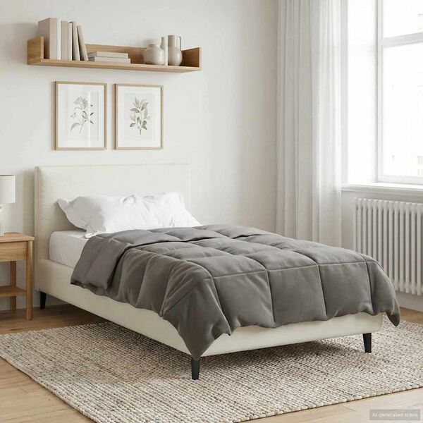 vidaXL Duvet complet toute l'ann&eacute;e Gris clair 140 x 200 cm Microfibre